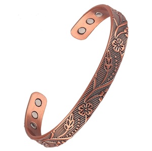 Venta caliente Pulsera de cobre puro de moda Conjunto de pulsera de cobre magnético de artritis ancha magnética para hombres y mujeres - Product Image 5