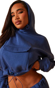 Autumn Winter Sweatsuit Two Piece Set <b>Women</b> Long Sleeve Drawstring Zipper <b>Jacket</b> Top and Pant Sets - Product Image 4