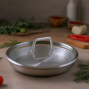 Professional Series 7000 Aluminium 32cm <b>Pot</b> <b>Lid</b> with Natural Silver Handle Glass <b>Lid</b> Cover for Cookware Natural Silver 7058 - Product Image 3