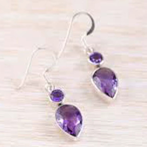 Boucles d'oreilles pendantes en argent sterling 925, forme pyramide, vintage, pour mariage et fête, faites à la main, avec cristal de strass de 6x9 mm, paire - Product Image 1