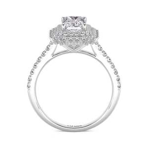 Bague de fiançailles Jeulia Platinum Double Halo Princess Cut Diamond - Promesse romantique - Product Image 4