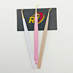 Pince à épiler d'isolation professionnelle antistatique à 45 degrés en acier inoxydable avec logo personnalisé pour extensions de cils - Product Image 2