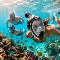 Masque de plongée intégral à système sec, vue panoramique à 180 degrés, anti-buée, pliable, en silicone liquide, pour la plongée avec tuba