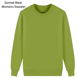 Pull décontracté pour femme 100 % coton à col rond, coupe ample, manches longues, motif uni - Product Image 4