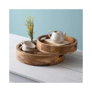 Support de plateau de service en bois naturel parfait pour le café et la décoration intérieure pour le service de nourriture - Product Image 2
