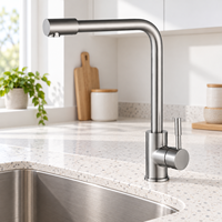 Robinet de lavabo monocommande moderne WYRAX en acier inoxydable chromé brossé, avec cartouche céramique, monotrou, multifonctionnel, eau chaude et froide