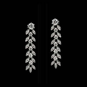 NOVAMART Fine 925 Sterling <b>Silver</b> <b>Drop</b> <b>Earrings</b> Aiza Dangler Trendy Feather Design for Wedding Party Gift Features Zircon Pearl - Product Image 2