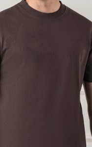 เสื้อยืดแขนสั้นสีทึบทรงหลวมสำหรับผู้ชายผ้าฝ้าย100% พิมพ์โลโก้ได้ตามต้องการ - Product Image 4