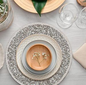 Vajilla redondeada con la mejor temática, Mantel Individual decorativo con cuentas de vidrio, Mantel Individual para fiestas y otras funciones - Product Image 3