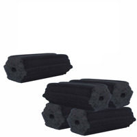 Charbon de bois Produit indonésien Briquette de charbon de bois noir Coquille de noix de coco Forme hexagonale Shisha Narguilé Hexa Arabe Acheteur Boîte Marque propre