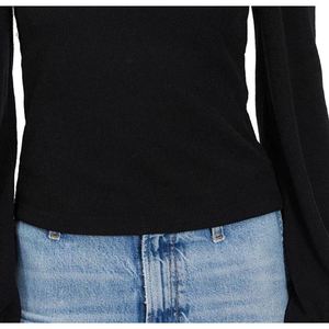 Top da Donna Lucy Paris con Scollo a Cuore e Maniche a Sbuffo, Nero, Taglia Unica XL, Lunghezza Lunga, Vestibilità Ampia, in Maglia e Chiffon Satinato, Ideale per l'Ufficio - Product Image 3