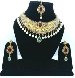 Ensemble collier et boucles d'oreilles de mariée pour femmes, zircon vintage, cadeau de mariage et de fiançailles, bijoux, colliers, accessoires de mariée, vente en gros - Product Image 1