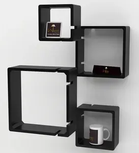 ชั้นวางของไม้ติดผนังสีดำสำหรับตกแต่งสำนักงานและตกแต่งบ้าน - Product Image 2