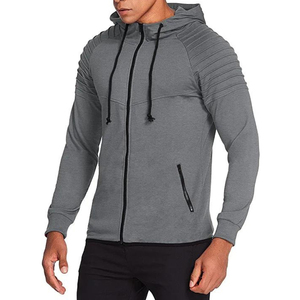 Sweat à capuche zippé décontracté pour homme, en coton respirant, motif uni, idéal pour le fitness et le streetwear d'extérieur en automne - Product Image 1
