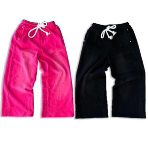 Custom Unisex Loose Blank <b>Wide</b> <b>Leg</b> French Terry <b>Jogger</b> Sweat Pants Distress Wash Oversized Baggy Sweatpants for Men - Product Image 3