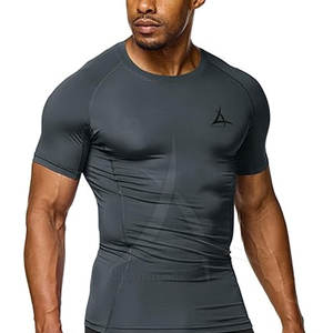 T-shirt de compression pour homme, coupe classique, athlétique, manches courtes, écologique, respirant, en élasthanne/polyester, séchage rapide pour - Product Image 5