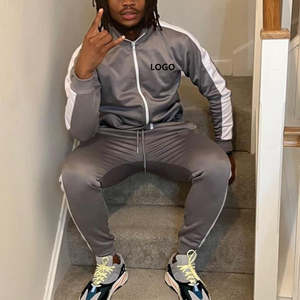 High Quality Unisex Blank Zip up Sweatshirt Jogging Pants Two Piece Set Private Label Sweat Suits <b>Velour</b> Tracksuit for Men - Product Image 6