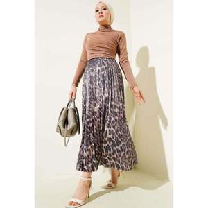 Mixed Pattern Pleated <b>Skirt</b> Silver - Product Image 2