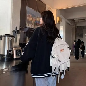 Vintage Genuine Leather Jacket Ins Hiphop Splicing Men Women Winter Style American Baseball Uniform Loose Fit Thin Material - Product Image 3