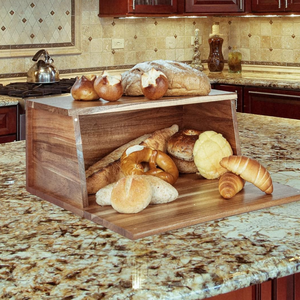 กล่องใส่ขนมปังทำจากไม้อะคาเซียแบบวินเทจธรรมชาติอเนกประสงค์เป็นมิตรกับสิ่งแวดล้อมสำหรับวางบนเคาน์เตอร์ในห้องครัว - Product Image 4