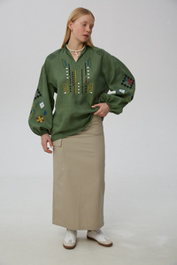 เดรสแม็กซี่เดรสยาวผ้าลินินปักลายสไตล์เม็กซิกันแขนยาวคอวีลูกไม้แต่งพู่ที่ดีที่สุดและเป็นเอกลักษณ์ - Product Image 2