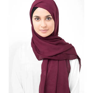 Custom Plain Chiffon Hijab with Inner Bonnet Headscarf Long Satin Lining Shawl <b>Scarf</b> - Product Image 2