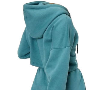 Meilleure qualité coton femmes haut court sweats à capuche coupe-vent fabriqué en usine Streetwear pour l'hiver court longueur haut court col à capuche - Product Image 5