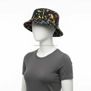 Sombrero de Pescador Personalizado con Logo, Diseño Multicolor con Salpicaduras de Pintura, para Mujer y Hombre, Protección Solar de Verano, Estampado de Grafiti, Algodón, para Exteriores - Product Image 4