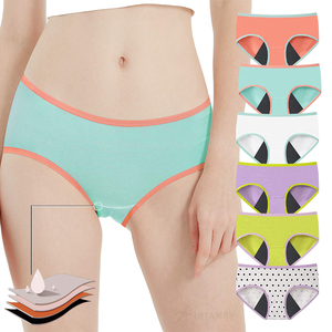 Bragas de período menstrual de 4 capas para mujer, ropa interior de algodón para <span class=keywords><strong>incontinencia</strong></span> protectora posparto, calzoncillos de tiro medio para la menstruación - Product Image 1