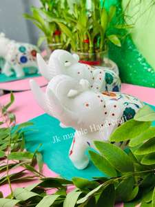 Elegant Handcrafted Elephant Showpiece Marbre Animal Style Home Decoration Force Love Luck Symboles Peint Stone - Product Image 6