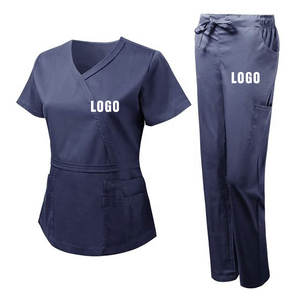 Uniformes hospitaliers respirants les plus vendus gommages médicaux décontractés pour femmes ensembles d'uniformes de gommage d'allaitement à manches courtes avec broderie personnalisée - Product Image 4