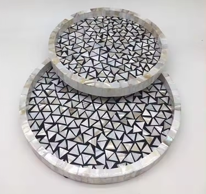 ถาดเสิร์ฟแบบฝังกระดูกทรงสี่เหลี่ยมผืนผ้าทำด้วยมือยี่ห้ออินเดียดีไซน์แฟนซีปรับสีได้ - Product Image 1