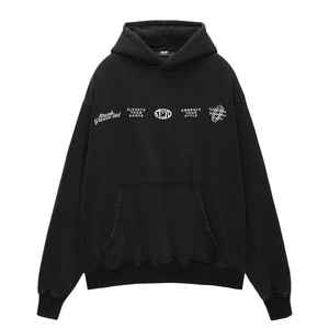 Hip Hop Boxy Fit Acid Wash Hommes Hoodies & Sweatshirts DTG Imprimer Poids Lourd 500GSM Épais French Terry Vintage Hoodies - Product Image 2