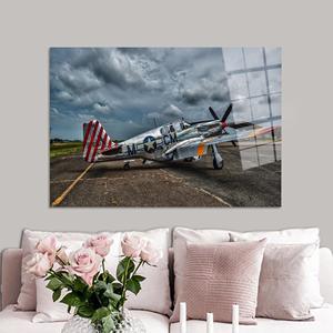 Lienzo Impreso con Diseño de Avión de Combate Mustang: Obra de Arte de Aviación Moderna, Arte en Vidrio Templado - Product Image 1