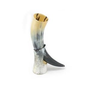 Traditional Viking Drinking Horn with <b>Stand</b> Natural Horn Handmade <b>Mug</b> for Mead and Ale - Product Image 5