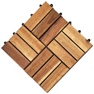 Azulejos de cubierta de teca de Acacia entrelazados de alta calidad con broches extraíbles Base de PVC Diseño contemporáneo Suelo de madera para exteriores directo - Product Image 2