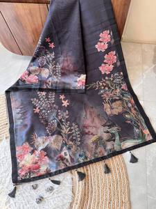 Saree de seda suave pura de diseñador para ropa de fiesta de boda hermoso bordado y trabajo de secuencia frontera ropa india y paquistaní - Product Image 4