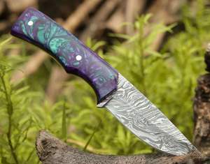 Couteau de chasse à lame fixe en acier Damas forgé à la main, personnalisable, manche en bois, qualité industrielle, vente chaude - Product Image 5