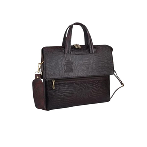 Mejor oferta 2025 Croco Leather Laptop Bag con cierre de cremallera y mango duradero Bolsa de cuero de estilo antiguo para computadora portátil - Product Image 1