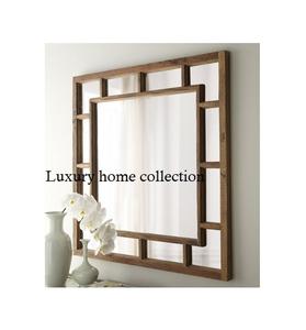 Marco de espejo de madera hecho a mano con acabado estilo vintage envejecido para espejos de pared decorativos de entrada o pasillo - Product Image 2