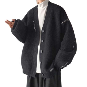 Cardigan en tricot coréen surdimensionné à manches longues pour hommes pull en tricot respirant en coton tricots d'hiver pour hommes ODM Supply - Product Image 6