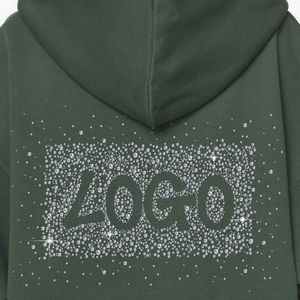 Sudadera con Capucha Extra Grande de Invierno para Mujer, con Logotipo de Diamantes de Imitación Brillantes, Informal, de Manga Larga, con Bolsillo Tipo Canguro - Product Image 2