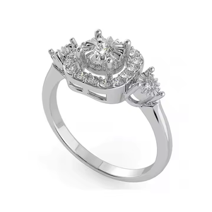 แหวนเพชรทองคำขาว10K ที่ทำขึ้นอย่างสวยงามสำหรับผู้หญิงเครื่องประดับสไตล์วินเทจดีไซน์ทันสมัย - Product Image 1