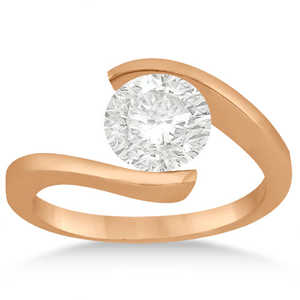 14K <b>Rose</b> <b>Gold</b> Fine <b>Jewelry</b> <b>Set</b> Tension <b>Set</b> Diamond Engagement Ring & Band Bridal <b>Set</b> - Product Image 2