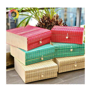 Caja de almacenamiento enrollable de bambú, caja de bambú natural tejida a mano para embalaje de regalo, caja de embalaje de joyería de bambú cuadrada para pulsera - Product Image 3