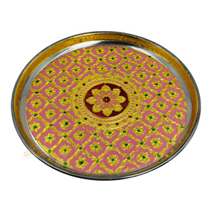 Meenakari Stainless Steel Silver-Plated Pooja Thali Tableware Welding Modern Design for Home Wedding Decoration Gifting - Product Image 2