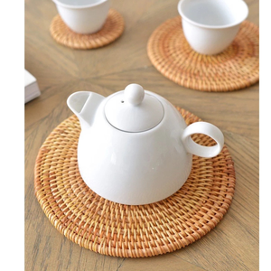 Posavasos de mimbre tejido de ratán personalizados al por mayor, posavasos resistentes al calor con patrón de flores, regalo de vacaciones, mesa de comedor de Vietnam - Product Image 2