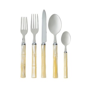 ชุดเครื่องใช้บนโต๊ะอาหารแบบมิเรอร์เหล็กพร้อมด้ามจับกระดูกแตรชุดเครื่องใช้บนโต๊ะอาหารสำหรับเดินทางในงานแต่งงานมีดขัดเงามีดส้อมช้อน - Product Image 6