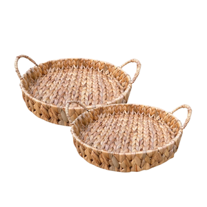 Handcrafted WATER HYACINTH TRAY FRUIT STORAGE BASKET Serving Tray with Metal <b>Frame</b> Rustic Home Decor Basket - Product Image 1