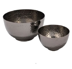 Nouveauté Bol en métal sur base en bois avec motif de points en résine Fabriqué en nacre, métal et bois pour servir des dattes et des desserts - Product Image 4